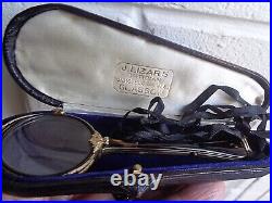 Vintage French 15ct Gold & Faux Tortoiseshell Lorgnettes Glasses c. 1920s + CASE