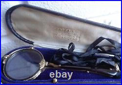 Vintage French 15ct Gold & Faux Tortoiseshell Lorgnettes Glasses c. 1920s + CASE