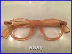 Vintage Gabin Panto 1950 French Eye Glasses Crystal peach pink Lunettes