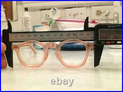 Vintage Gabin Panto 1950 French Eye Glasses Crystal peach pink Lunettes