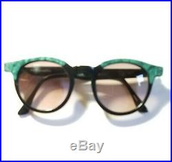 Vintage LA Eyeworks NO Rx Sunglasses Teal Black Round Acetate Manager Eyeglasses