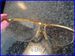 Vintage LOGO Metal Gold Pewter Eye Glasses Made in France Ex Cond