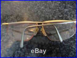 Vintage LOGO Metal Gold Pewter Eye Glasses Made in France Ex Cond