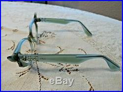Vintage Light Blue Sparkly Cat Eye Eyeglasses Frame Made in France