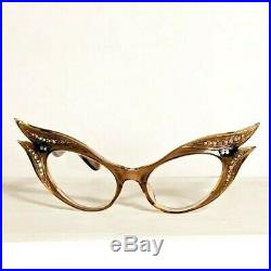 Vintage Lolaire Cat Eye Crystal Accent Eyeglasses Frames Made in France