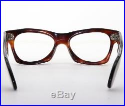 Vintage MID Century France Demi Amber Horn Rim Eyeglass Buddy Holly Faosa Style