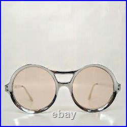 Vintage Monnier 3021 Chrome Oversized Round Sunglasses Frame France 70s NOS