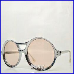 Vintage Monnier 3021 Chrome Oversized Round Sunglasses Frame France 70s NOS