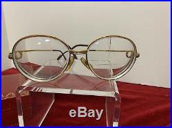 Vintage Must de Cartier Two Tone Gold Glasses Aviator Frames 54x16 Box + Papers
