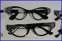 Vintage NEW OLD STOCK 60s CAT EYE & Horn Rim Eyeglasses Frame France lot (12)