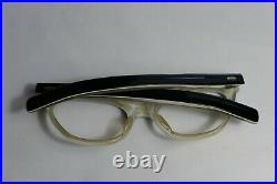 Vintage NEW OLD STOCK 60s Cat Eye Black Clear Eyeglass Frame FRANCE 46-20-142
