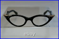 Vintage NEW OLD STOCK 60s Cat Eye Eyeglasses Frame France 42-20-135 Rhinestones