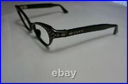 Vintage NEW OLD STOCK 60s Cat Eye Rhinestones Eyeglasses Frame France 44-20-130