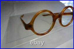 Vintage NOS 60s A. S. Orange Tortoise Round Eyeglass Panto Frames France 42/20