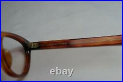 Vintage NOS 60s Cat Eye Eyeglass Frames France 46-22-143 Rust Straight Arm