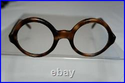 Vintage NOS 60s Eyeglasses ROUND Frame France 42-22-140 Tortoise