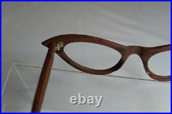 Vintage NOS 60s Wood Grain Frame France Cat Eye Eyeglass 44-22-135 BEAUTIFUL