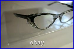 Vintage NOS Cat Eye 50s 60s Ei BETH Frame France Rhinestone Eyeglass Frame 44/22