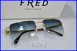 Vintage Occhiali Da Sole Fred Jamaique Sunglasses Eyeglasses Lunette Frame Gold