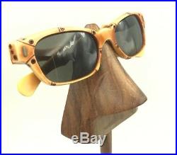 Vintage Orange Bamboo Rectangle Horn-Rimmed Sunglasses Eyeglasses Frames France