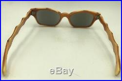 Vintage Orange Bamboo Rectangle Horn-Rimmed Sunglasses Eyeglasses Frames France