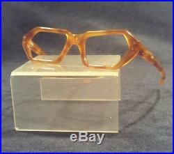 Vintage Orange Plastic Hex C. H. O. Eyeglasses frames France 44/18 Unique & Rare