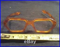 Vintage Orange Plastic Hex C. H. O. Eyeglasses frames France 44/18 Unique & Rare