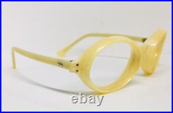 Vintage Oval thick Eyeglasses Made In France Ivory Color Unknown Brand 1950S