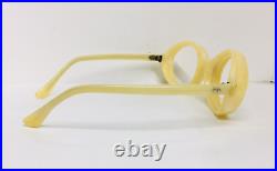 Vintage Oval thick Eyeglasses Made In France Ivory Color Unknown Brand 1950S