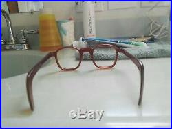 Vintage Panto 1950 French France Eye Glasses Brown Lunettes Thick Eyeglasses