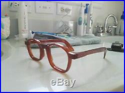 Vintage Panto 1950 French France Eye Glasses Brown Lunettes Thick Eyeglasses