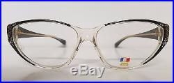 Vintage Rare Cateye Large French Frame Eyeglasses With Accent Stones