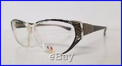 Vintage Rare Cateye Large French Frame Eyeglasses With Accent Stones
