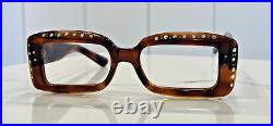 Vintage Rectangular Woman's Brown Eyewear 48x16 rhinestone eyeglasses France