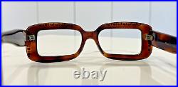 Vintage Rectangular Woman's Brown Eyewear 48x16 rhinestone eyeglasses France