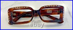 Vintage Rectangular Woman's Brown Eyewear 48x16 rhinestone eyeglasses France