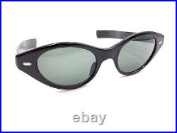 Vintage Retro Black Cat Eye Eyeglasses Gray Lens 145 France Designer Women