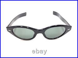 Vintage Retro Black Cat Eye Eyeglasses Gray Lens 145 France Designer Women