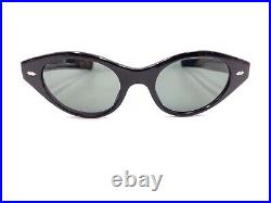 Vintage Retro Black Cat Eye Eyeglasses Gray Lens 145 France Designer Women