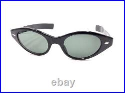 Vintage Retro Black Cat Eye Eyeglasses Gray Lens 145 France Designer Women