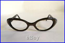 Vintage Rhinestone Eyeglass Frames L. Evrard 1950s Eyeglasses Cat Eye NOS