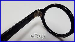 Vintage Round Black Plastic Frame George Burns Look 44X18 5.25 TEMPLE France