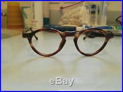 Vintage Round Panto 1950 French Eye Glasses Tortoise Brown Lunettes 51