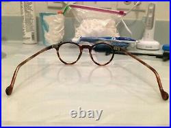 Vintage Round Panto 1950 French Eye Glasses Tortoise Brown Lunettes 52