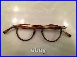 Vintage Round Panto 1950 French Eye Glasses Tortoise Brown Lunettes 53
