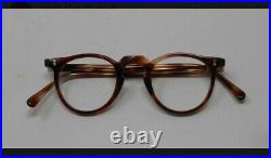 Vintage Round Panto 1950 French Eye Glasses Tortoise Brown Lunettes 53