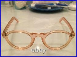 Vintage Round Panto French France Eye Glasses peach pink Lunettes Eyeglasses 50s