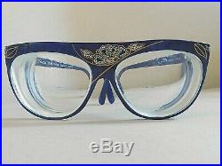 Vintage STENDHAL Paris Venezia S13 558 Tortoise Navy Blue Rhinestone Eyeglasses