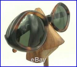 Vintage S. S. Frolic Tortoise Brown Rhombus Horn-Rimmed Eyeglasses Frames France