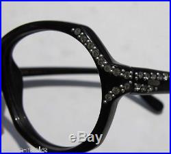 Vintage Sonia Black frame eye wear with rhinestones on temple and top France